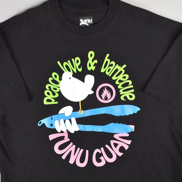 Tunu Guam BBQ Peace Love and Barbecue T-Shirt XL Mens Retired Woodstock Chamorro - Picture 7 of 7